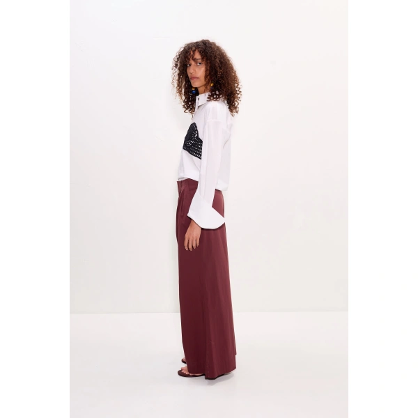 Simon Miller Maren Poplin Crochet Button Up in Macadamia | Shirts | Coveti