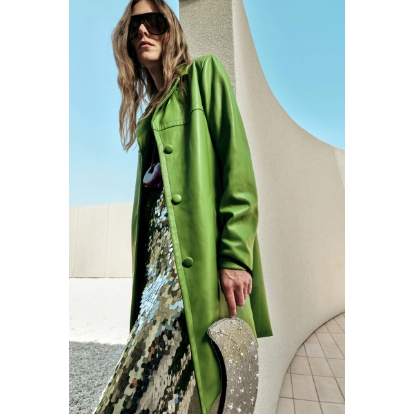 Simon Miller Margot Vegan Leather Jacket in Matcha | Leather Jackets | Coveti