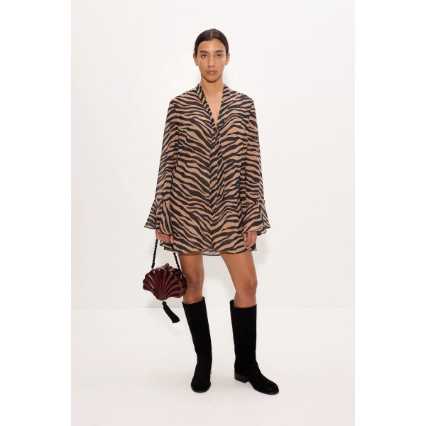 Simon Miller Marion Chiffon Dress in Tiger Stripe | Midi Dresses | Coveti