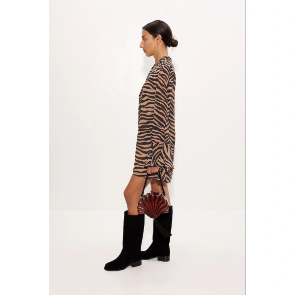 Simon Miller Marion Chiffon Dress in Tiger Stripe | Midi Dresses | Coveti
