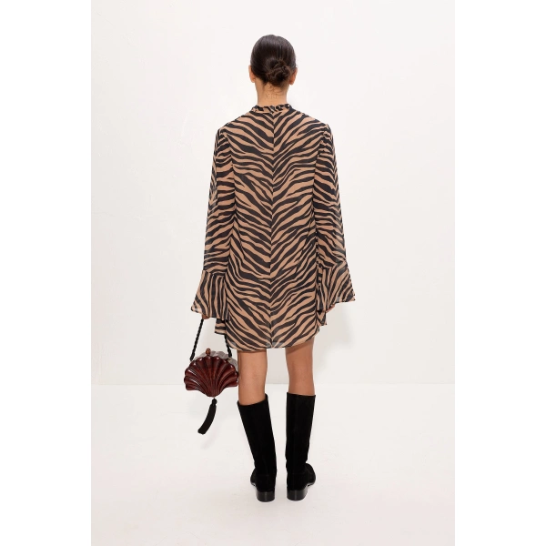 Simon Miller Marion Chiffon Dress in Tiger Stripe | Midi Dresses | Coveti