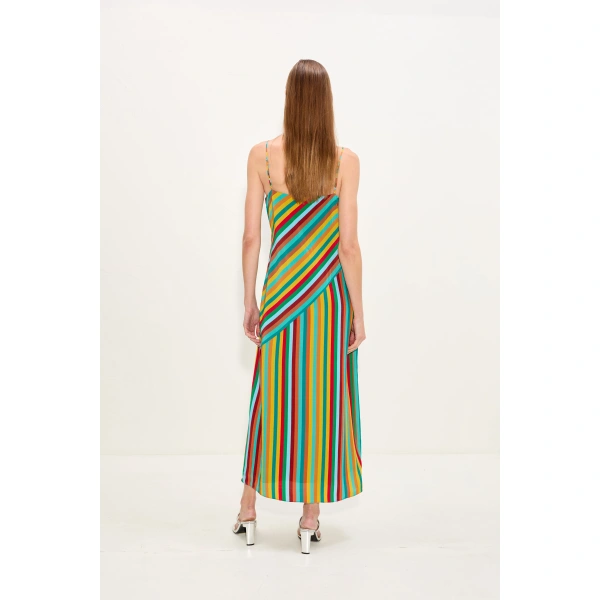 Simon Miller Maude Crepe Dress in Vibrant Multi Stripe | Maxi Dresses | Coveti