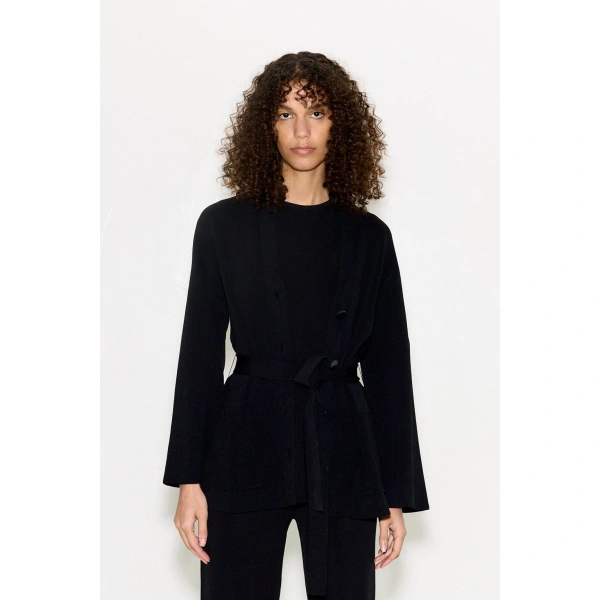 Simon Miller Max Belted Knit Cardigan in Black | Cardigans | Coveti