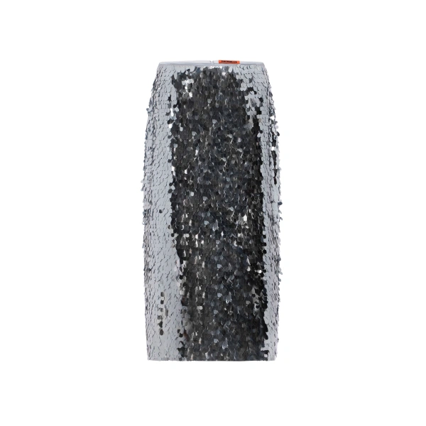 Simon Miller Mia Sequin Skirt in Satellite Silver | Midi Skirts | Coveti