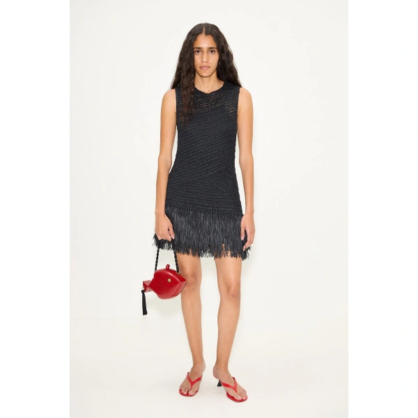 Simon Miller Mira Crochet Mini Dress in Black | Mini Dresses | Coveti