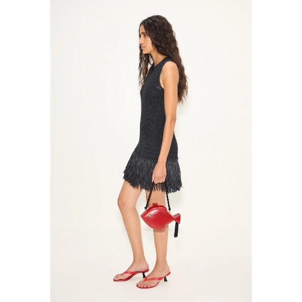 Simon Miller Mira Crochet Mini Dress in Black | Mini Dresses | Coveti