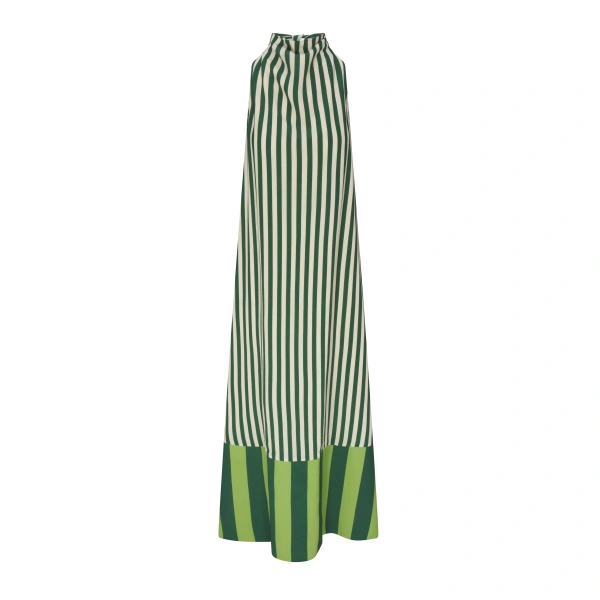 Mona Crepe Dress in Green Stripe Combo