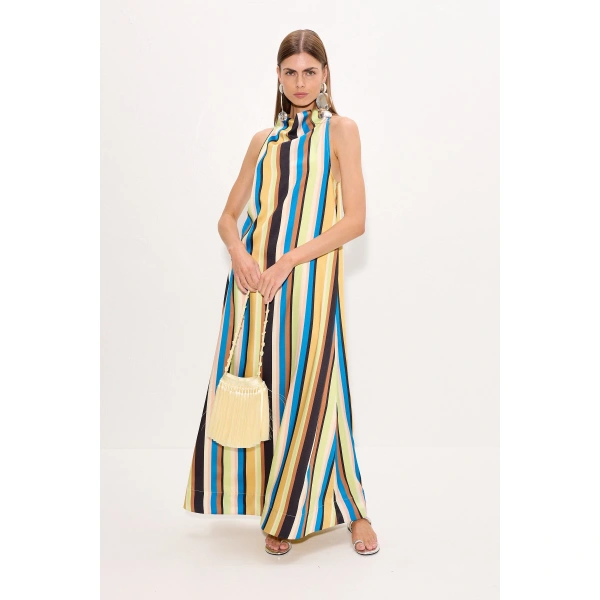 Simon Miller Mona Twill Dress in Ocean Stripe | Maxi Dresses | Coveti
