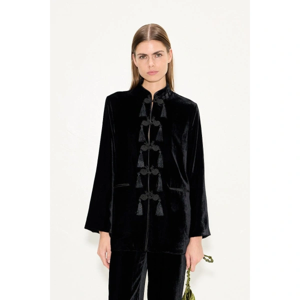 Simon Miller Moxie Velvet Jacket in Black | Jackets | Coveti