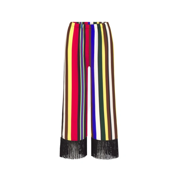Nella Crepe Fringe Pant in Primary Stripe