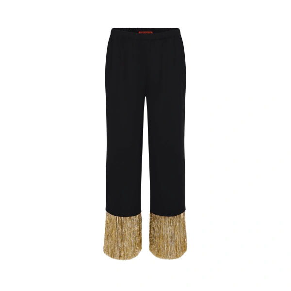 Simon Miller Nella Fringe Pant in Black Tinsel | Wide-Leg Pants | Coveti