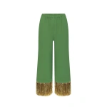 Simon Miller Nella Fringe Pant in Spruce Green | Wide-Leg Pants | Coveti