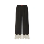 Simon Miller Nella Satin Lace Pant in Black and Bone | Wide-Leg Pants | Coveti
