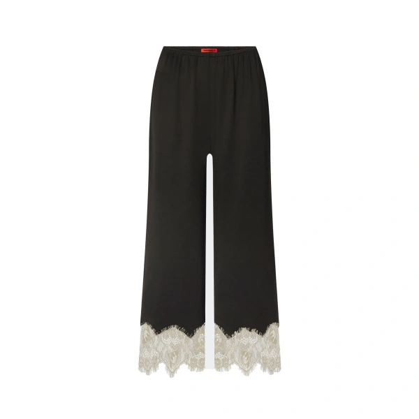 Nella Satin Lace Pant in Black and Bone