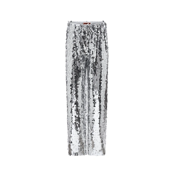 Simon Miller Nella Sequin Wide Leg Pant in Satellite Silver | Wide-Leg Pants | Coveti