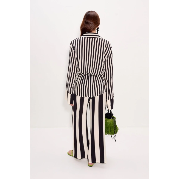 Simon Miller Nella Wide Leg Pant in Black and White Stripe | Wide-Leg Pants | Coveti