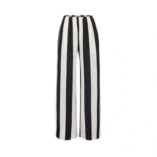 Nella Wide Leg Pant in Black and White Stripe