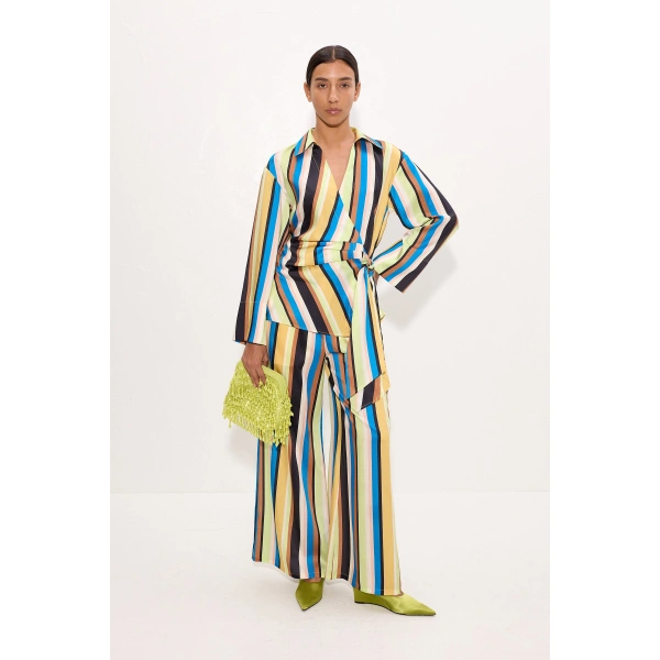 Simon Miller Nella Wide Leg Pant in Ocean Stripe | Wide-Leg Pants | Coveti