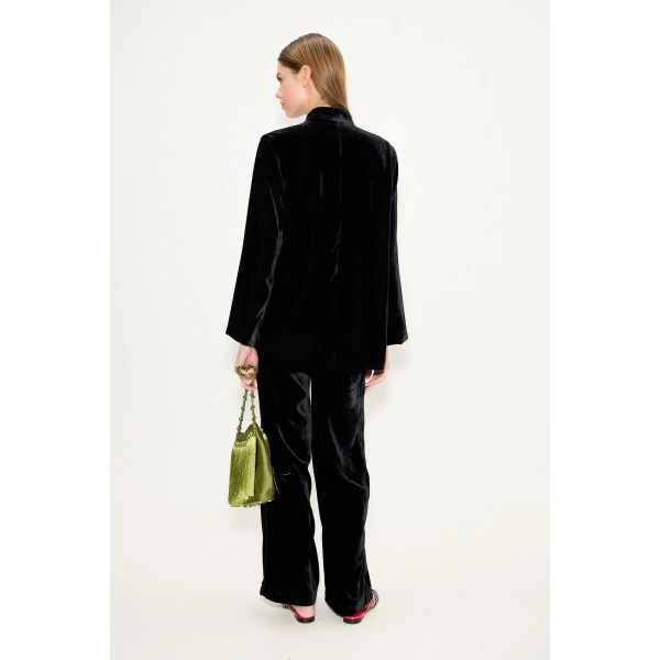 Simon Miller Nuala Velvet Pant in Black | Wide-Leg Pants | Coveti