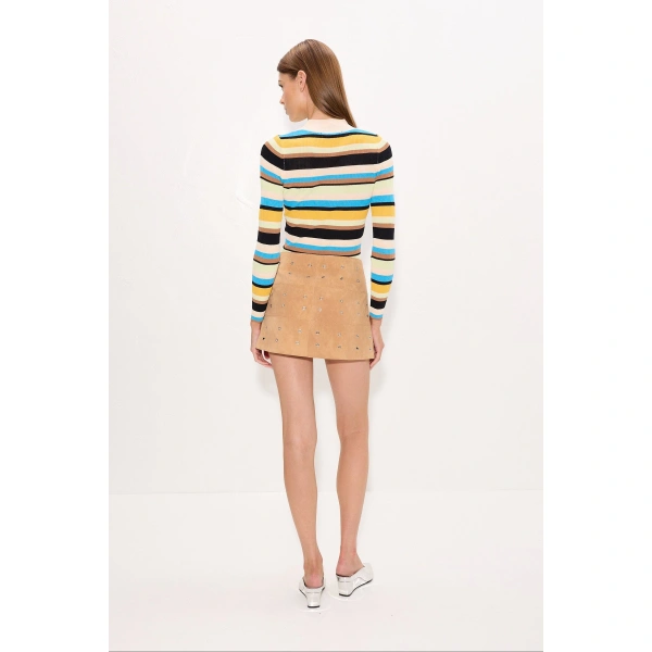 Simon Miller Nya Vegan Leather Mini Skirt in Sand | Mini Skirts | Coveti