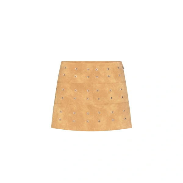 Nya Vegan Leather Mini Skirt in Sand
