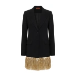 Simon Miller Odette Crepe Fringe Blazer in Black Tinsel | Blazers | Coveti