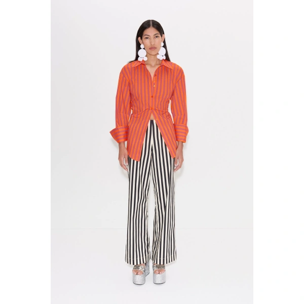 Simon Miller Pia Poplin Pant in Black and White Stripe | Wide-Leg Pants | Coveti