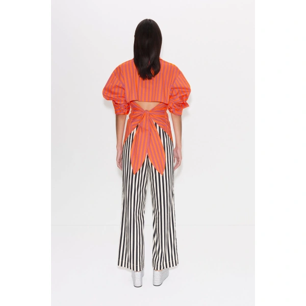 Simon Miller Pia Poplin Pant in Black and White Stripe | Wide-Leg Pants | Coveti