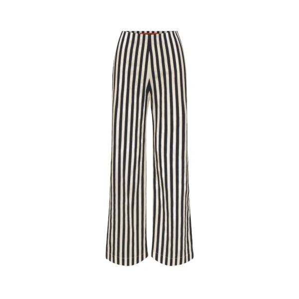 Pia Poplin Pant in Black and White Stripe