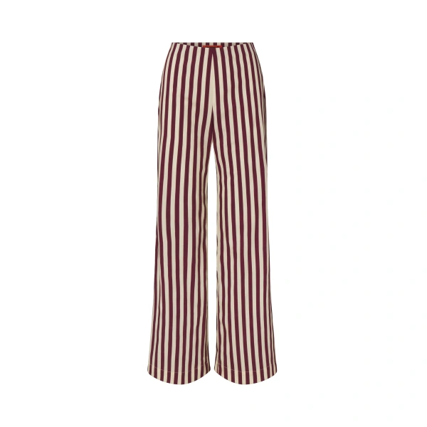 Pia Poplin Pant in Bordeaux Stripe