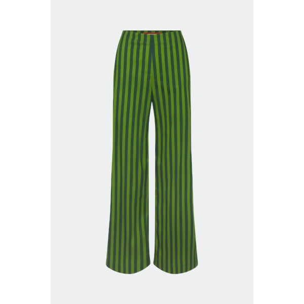 Simon Miller Pia Poplin Pant in Gummy Green and Moss | Wide-Leg Pants | Coveti