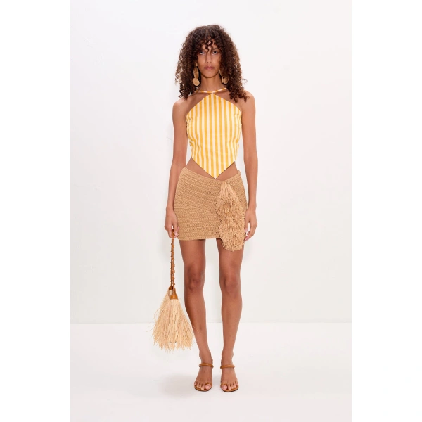 Simon Miller Pom Pom Mini Skirt in Natural | Mini Skirts | Coveti