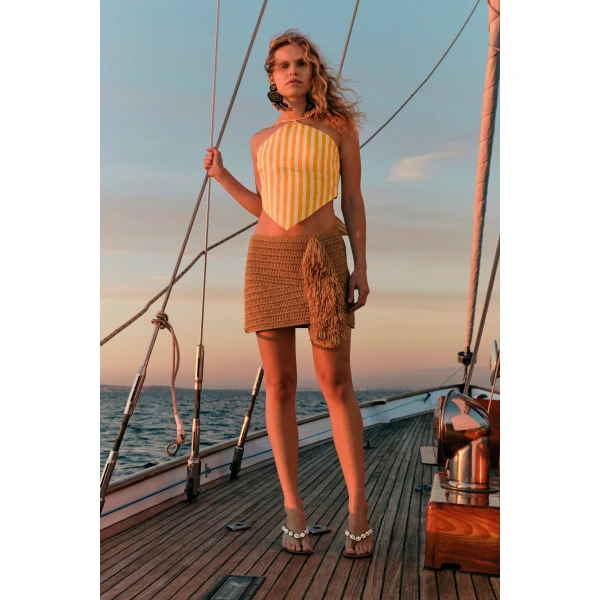 Simon Miller Pom Pom Mini Skirt in Natural | Mini Skirts | Coveti