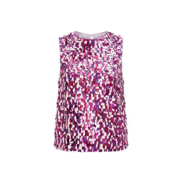 Shirley Sequin Top in Berry Mosaic