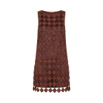 Simon Miller Sina Crochet Mini Dress in Copper and Choco Brown | Mini Dresses | Coveti
