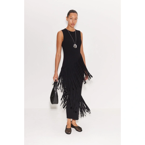 Simon Miller Spiral Dress in Black | Midi Dresses | Coveti
