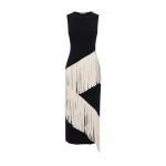 Simon Miller Spiral Knit Dress in Black and Macadamia | Midi Dresses | Coveti
