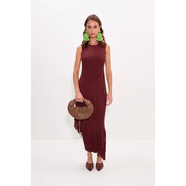 Simon Miller Spiral Knit Dress in Choco Brown | Midi Dresses | Coveti