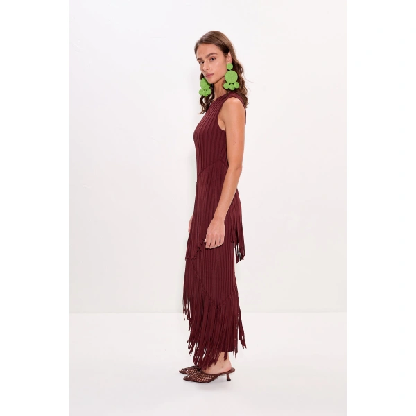 Simon Miller Spiral Knit Dress in Choco Brown | Midi Dresses | Coveti