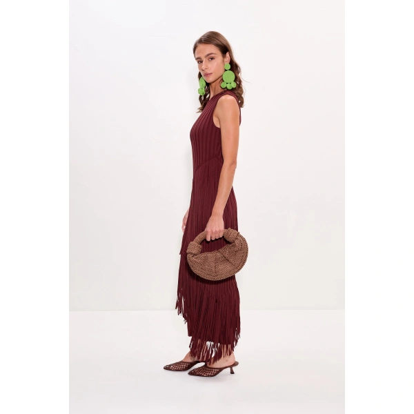 Simon Miller Spiral Knit Dress in Choco Brown | Midi Dresses | Coveti
