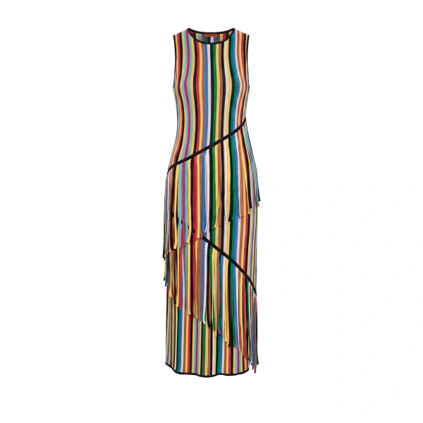 Spiral Knit Dress in Primary Stripe