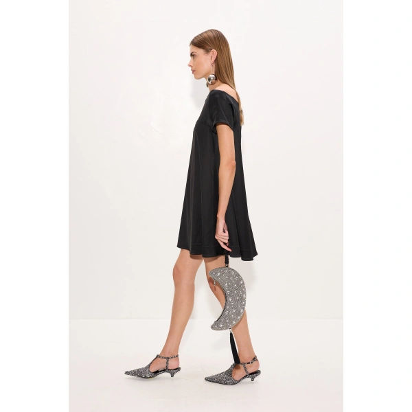 Simon Miller Taja Satin Mini Dress in Black | Mini Dresses | Coveti
