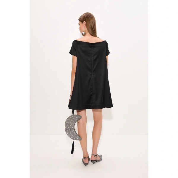 Simon Miller Taja Satin Mini Dress in Black | Mini Dresses | Coveti