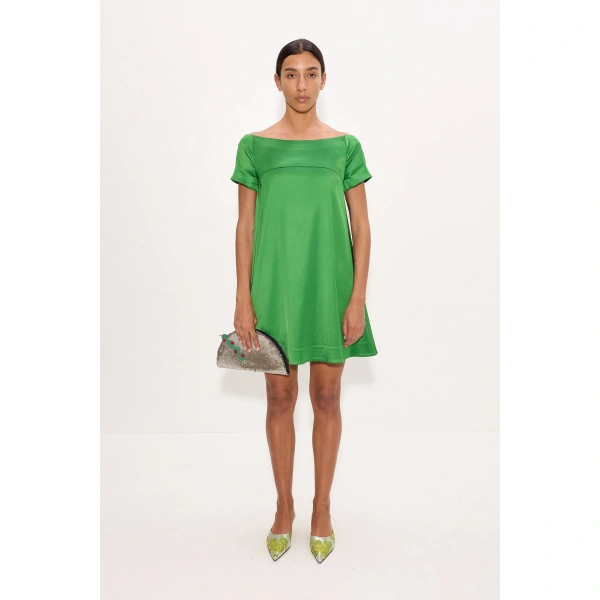 Simon Miller Taja Satin Mini Dress in Matcha | Mini Dresses | Coveti