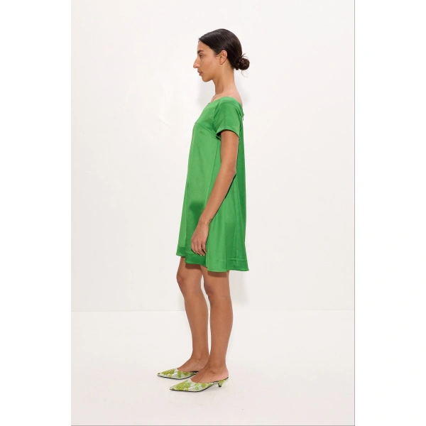 Simon Miller Taja Satin Mini Dress in Matcha | Mini Dresses | Coveti