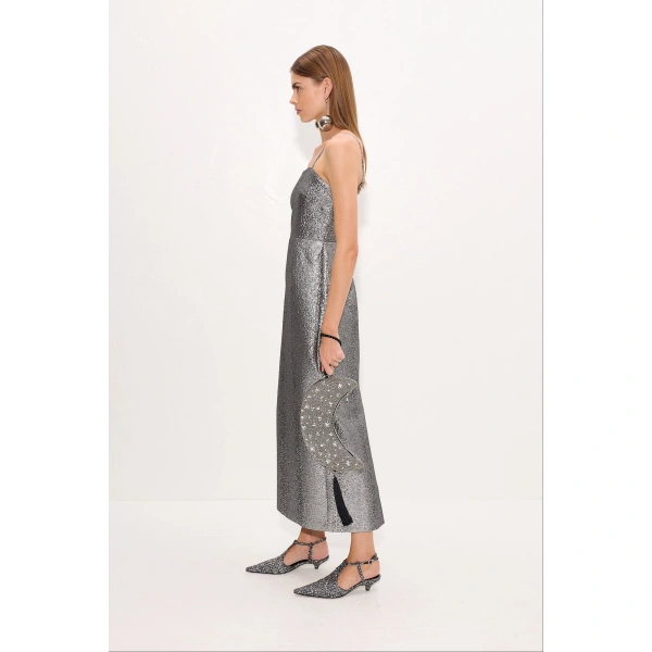 Simon Miller Verdelle Metallic Midi Dress in Pewter | Midi Dresses | Coveti