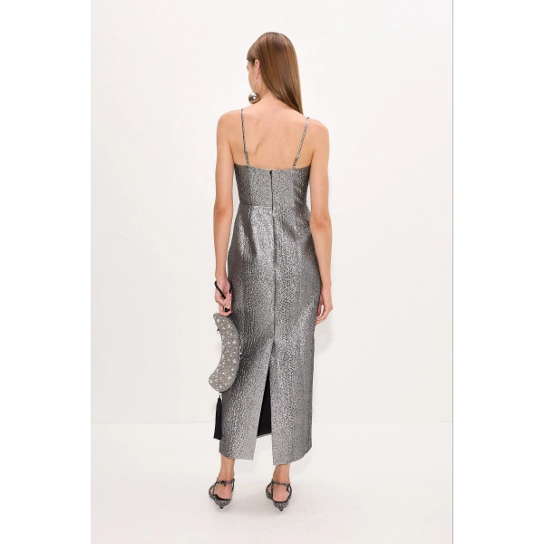 Simon Miller Verdelle Metallic Midi Dress in Pewter | Midi Dresses | Coveti