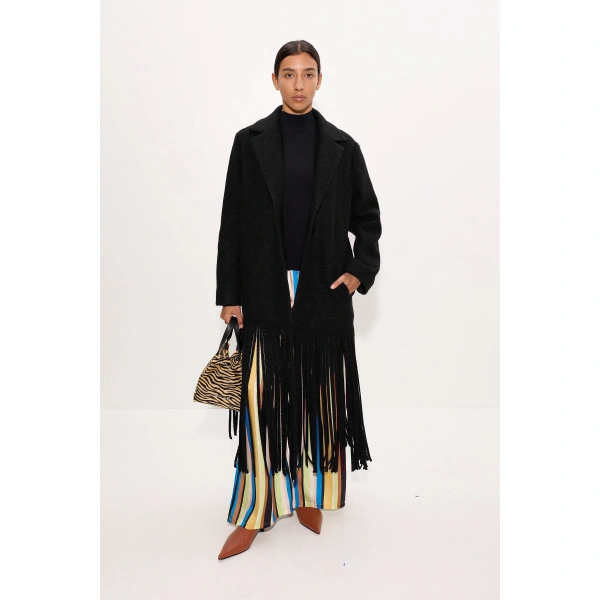 Simon Miller Vero Fringe Coat in Black | Coats | Coveti