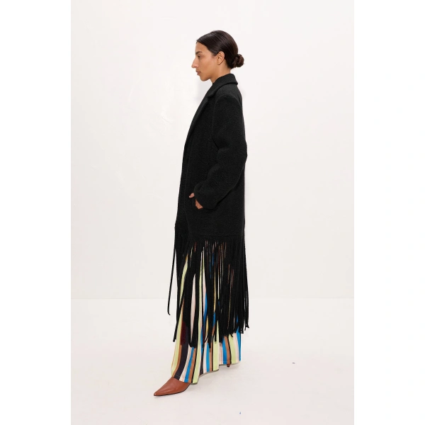 Simon Miller Vero Fringe Coat in Black | Coats | Coveti