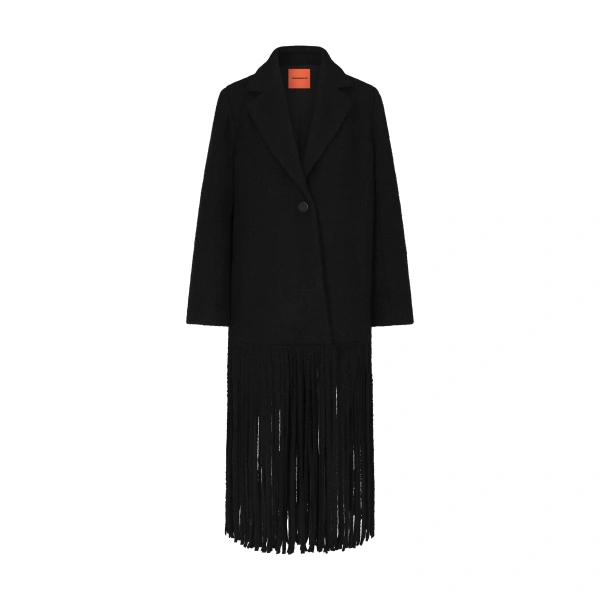 Vero Fringe Coat in Black